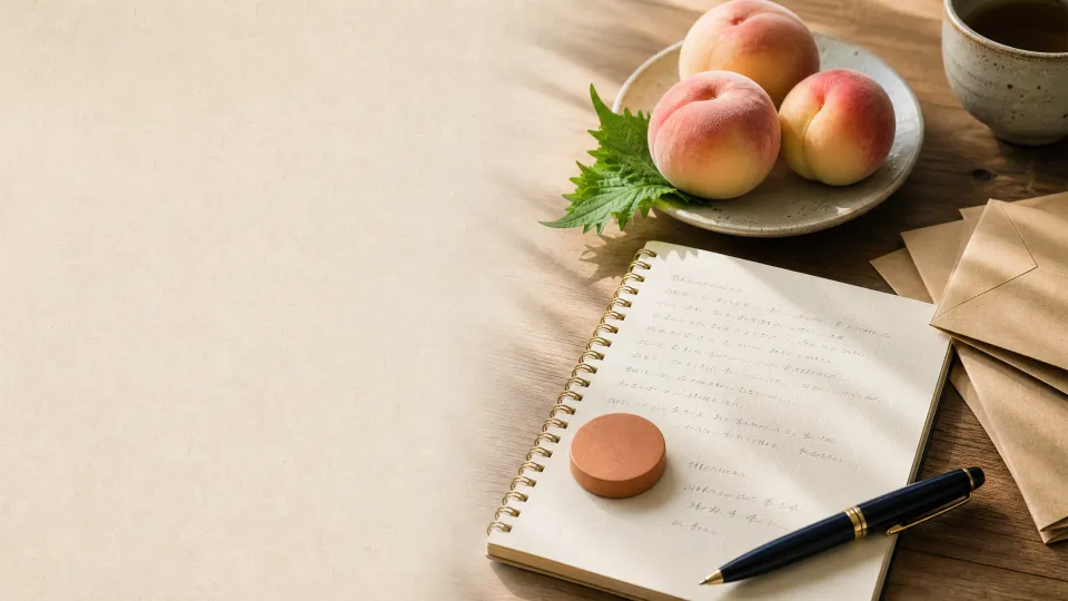 ノートと桃のある返礼品比較のイメージ